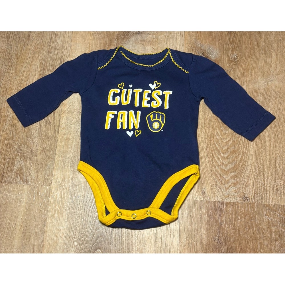 Milwaukee Brewers MLB Baby Infant Sz‎ 0/3M Bodysuit Long Sleeve 2
